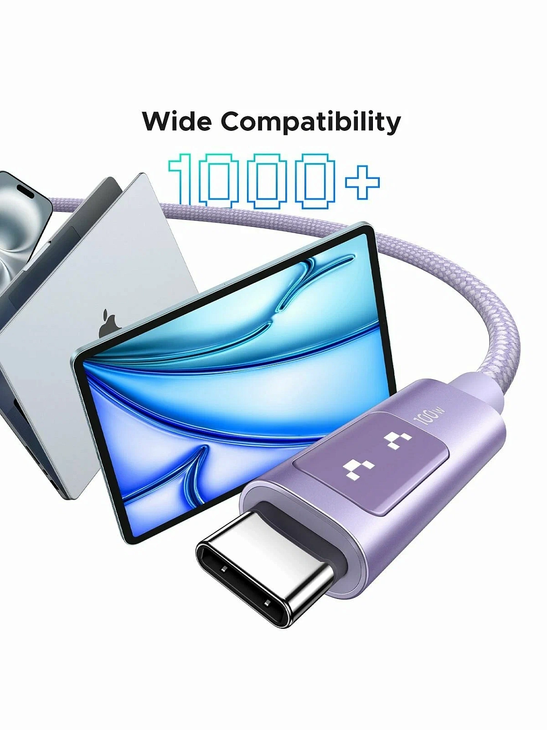 65092 Кабель UGREEN L509 UNO Type C - Type C 2.0 100W. Цвет: розовый, 1М